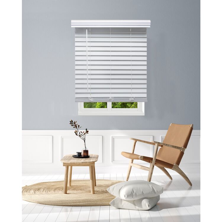 Linen Avenue Cordless Faux Wood Blind White, 23 1/2 W x 48 H Outside Mount image - 1