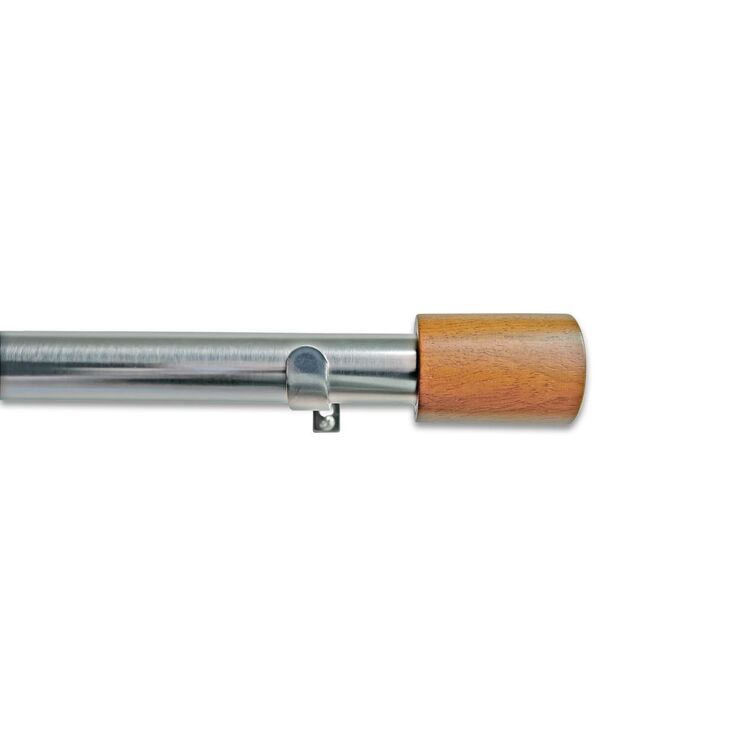 Linen Avenue Wood Cylinder Single Window Curtain Rod Set, 28 to 48-Inch, Polished Nickel image - 1