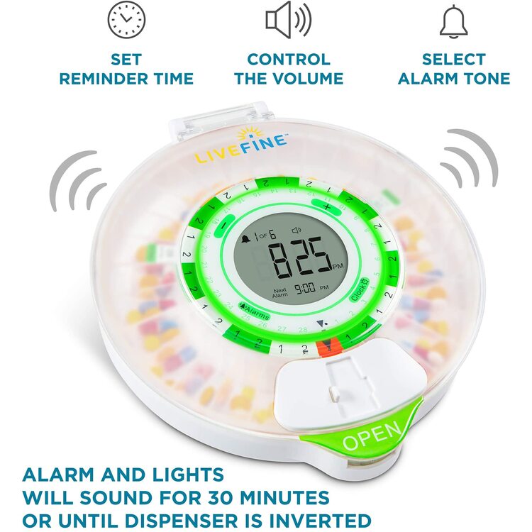 LiveFine 28-Day Automatic Pill Dispenser with LCD Display & Key Lock image - 1