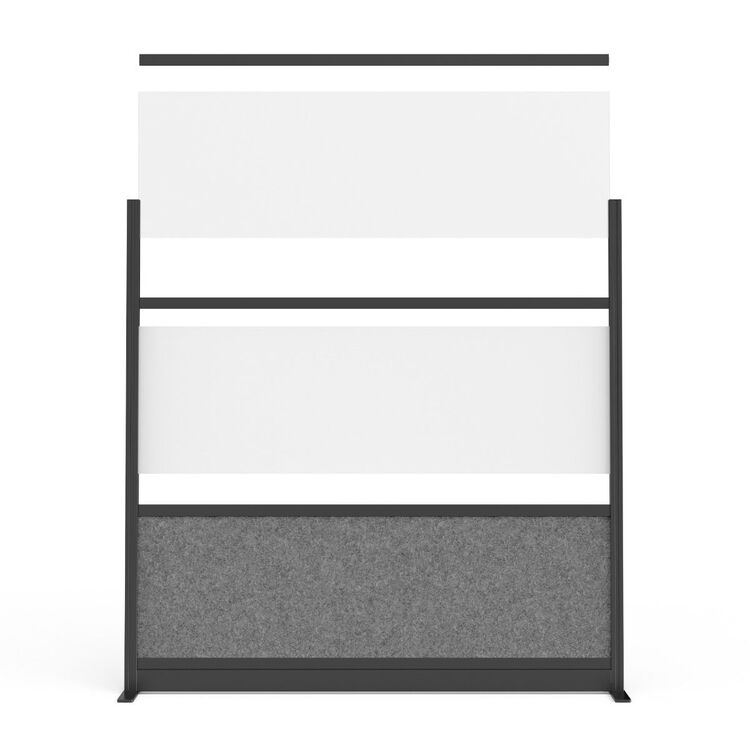 Luxor Modular Wall Room Divider System - Black Frame - 70" x 70" Add-On Wall - Wide Paneling image - 1