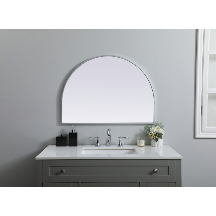 Metal Frame Arch Mirror 33x24 Inch in Silver image - 1