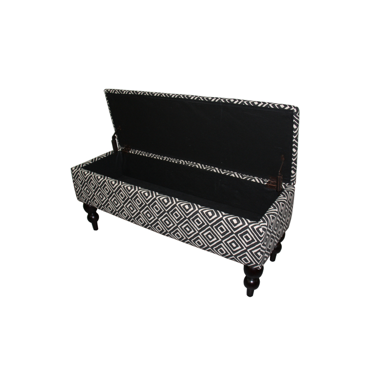 ORE International 17.75 Tall Storage Bench with Geometric Print Design image - 1