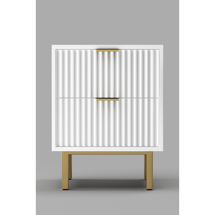 Classic White Nightstand with Mahogany Construction - Origins by Alpine image - 1