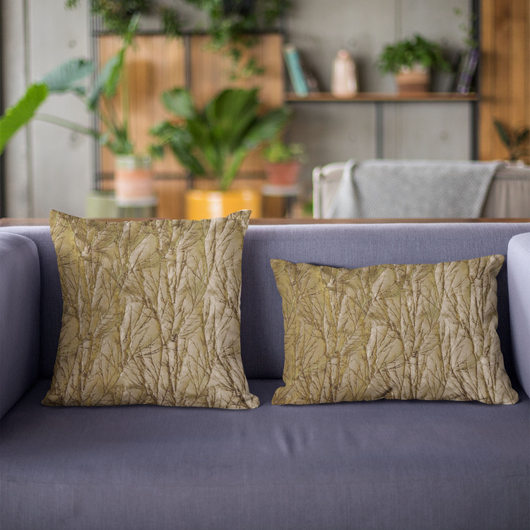 Luxury Burnished Bronze Yarns Throw Pillow - Double Sided with Twig Pattern image - 1