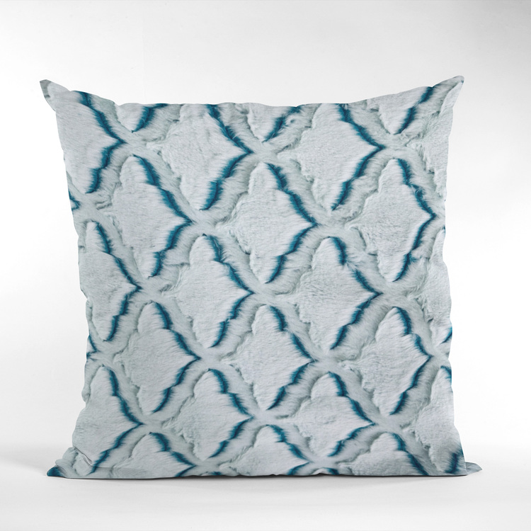 Plutus Brands Light Blue Diamond Animal Faux Fur Luxury Throw Pillow image - 1