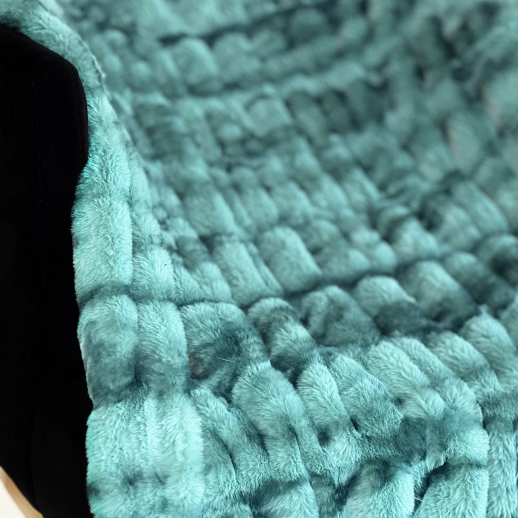 Plutus Brands Teal Sherpa Faux Fur Luxury Throw Blanket image - 1