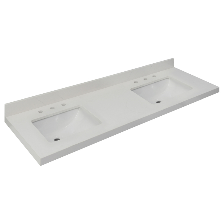 Sagehill Designs 61" Chantilly Quartz Tops with Integrated Ceramic Bowl image - 1