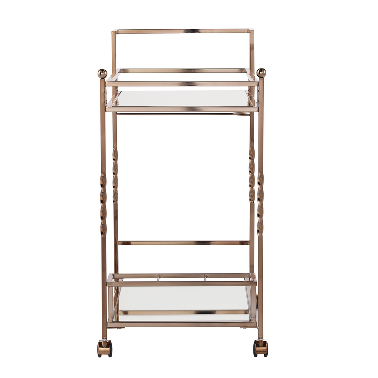 Ivers Glam Metal Mirrored Bar Cart - Thumbnail 3