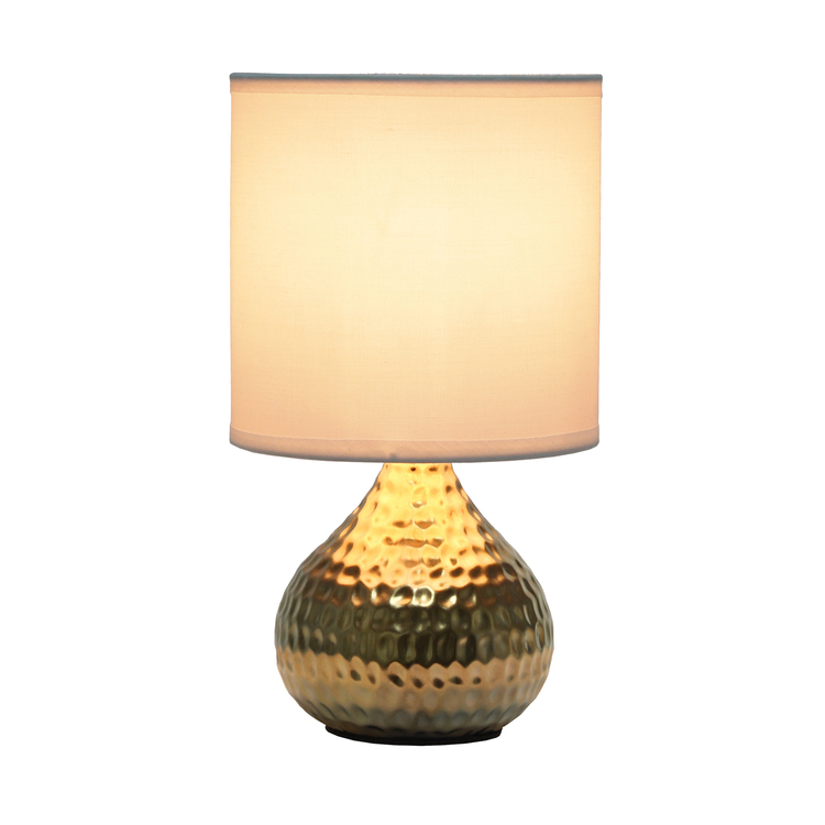 Simple Designs Hammered Gold Drip Mini Table Lamp, White image - 1