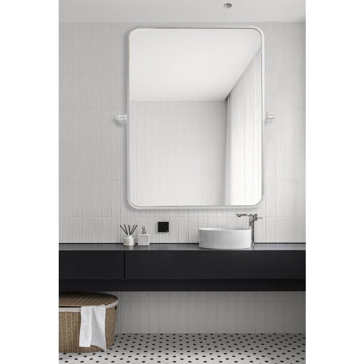 Soft corner pivot mirror 24x32 inch in silver image - 1