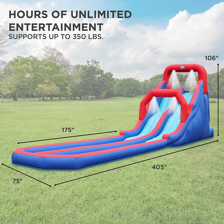 Sunny & Fun Inflatable Water Slide Blow up Pool, Kids Water Park for Backyard image - 1