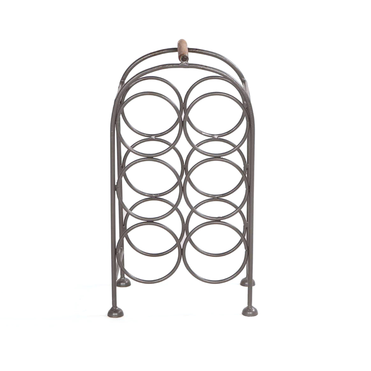 The Urban Port 20 Inch Industrial Wine Rack Holder, Arched Iron Frame, 6 Bottle Storage, Gunmetal Gray image - 1