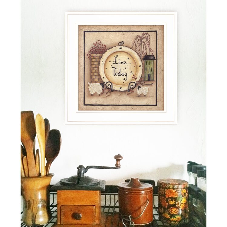 Trendy Decor4U "Live Today" by Mary Ann June, Ready to Hang Framed Print, White Frame image - 1
