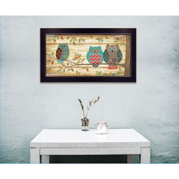 Trendy Decor4U "Three Wise Owls" By Annie LaPoint, Printed Wall Art, Ready To Hang Framed Poster, Black Frame image - 1
