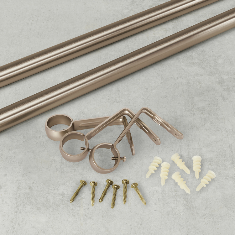 Adjustable Brass Wood and Marble Curtain Rod Set - Umbra image - 1