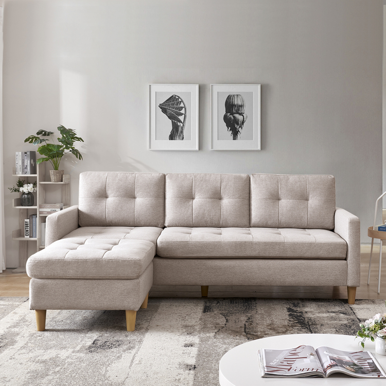 L-Shaped Sectional Sofa with Ottoman