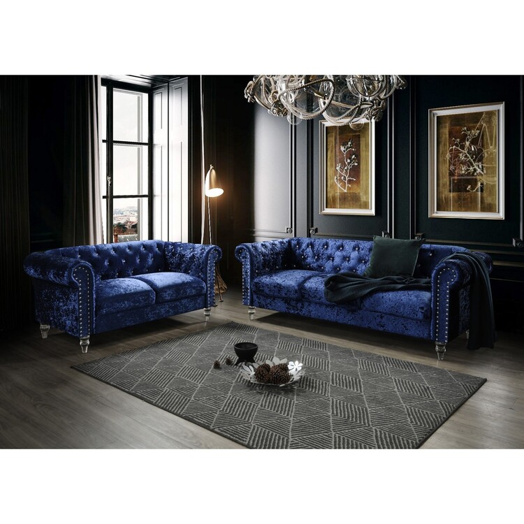 Dark Blue Loveseat by Global Furniture