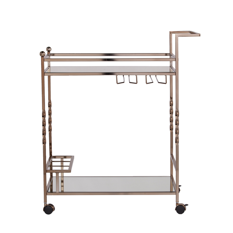 Ivers Glam Metal Mirrored Bar Cart - Thumbnail 4