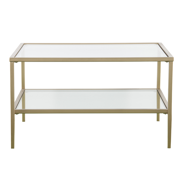 SEI Keller Square Metal/Glass Open Shelf Cocktail Table - Thumbnail 2