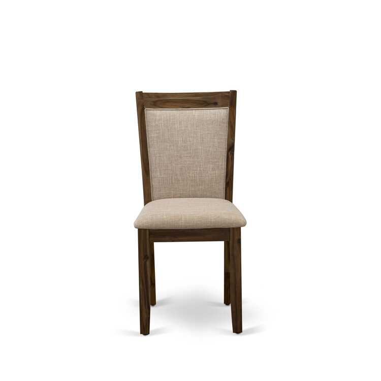 Modern Dining Set - Wooden Pedestal Table & 6 Light Tan Parson Chairs - Image 9