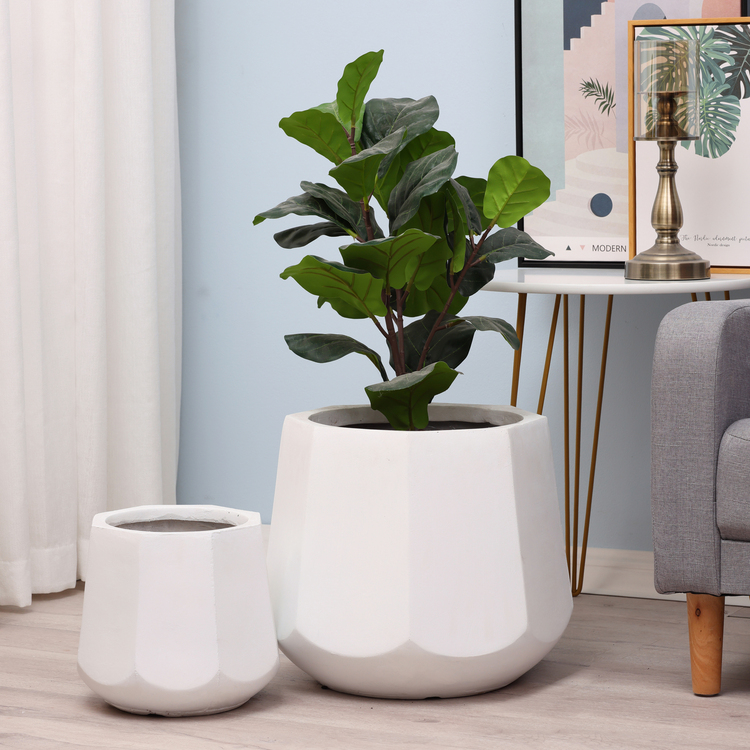 LuxenHome White Octagon Planters - Set of 2 - Modern MgO Pots ...