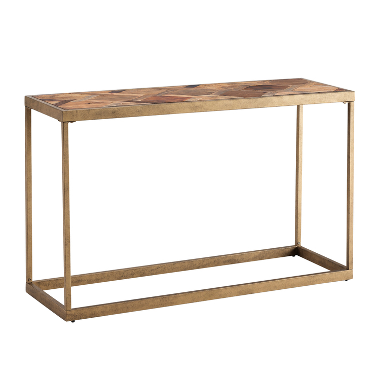 Dorville Reclaimed Wood Patchwork Console Table - Thumbnail 2