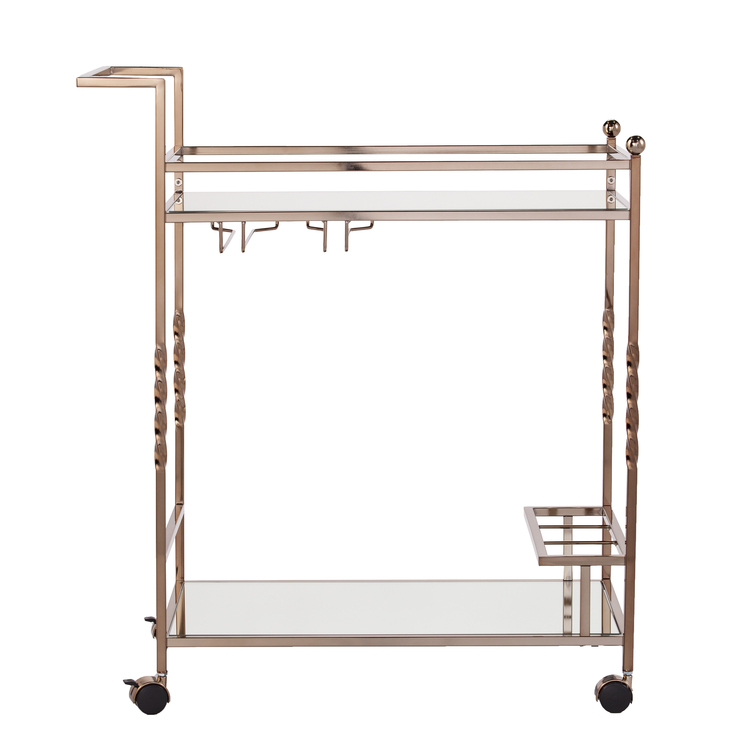 Ivers Glam Metal Mirrored Bar Cart - Thumbnail 2