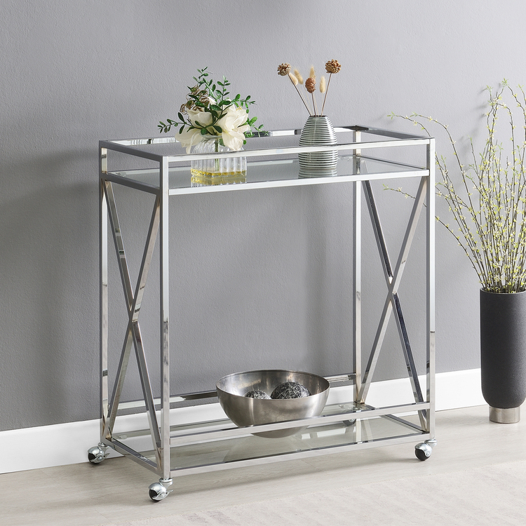 Oxford Chrome Glass Bar Cart