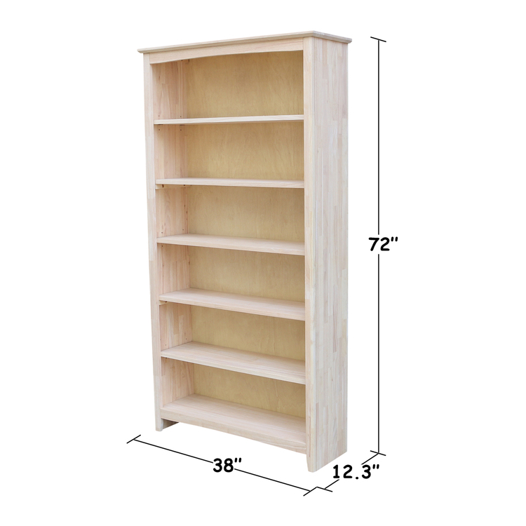 International Concepts 72" Shaker Bookcase - Solid Wood Furniture - Image 12