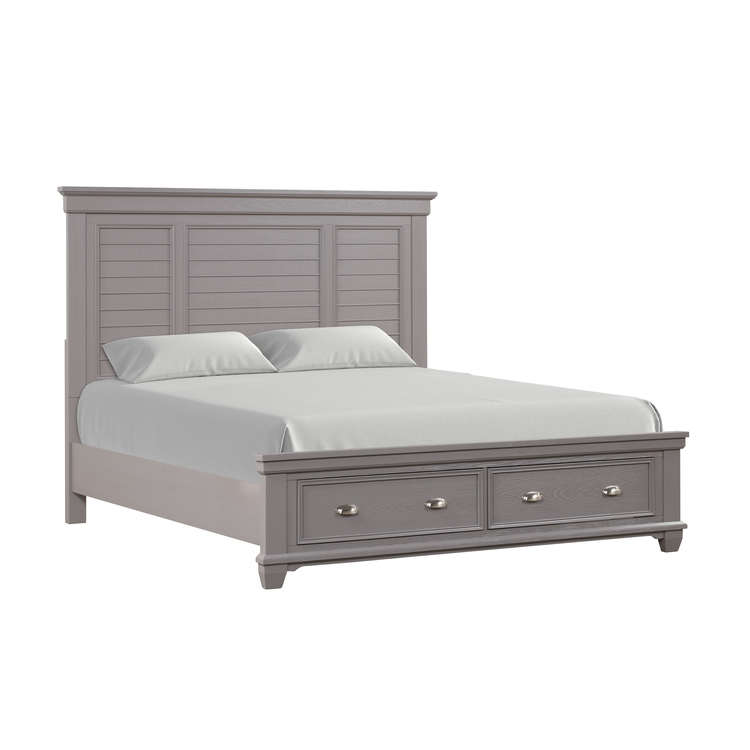 New Classic Furniture Jamestown King Wood Panel Bed With Storage Footboard-Gray image - 1