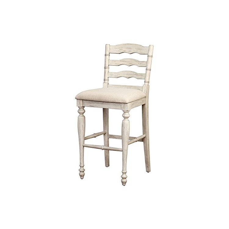 Linon White Wash Farmhouse Bar Stool
