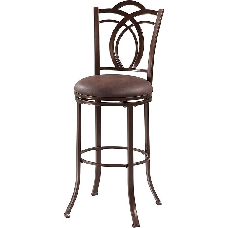 Linon Calif Brown Metal Bar Stool image - 1