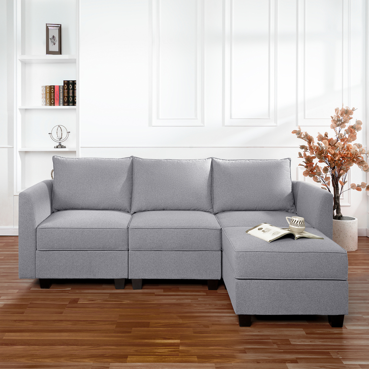 Finish: Gray Fabric: Linen Style: Sofa with Ottoman