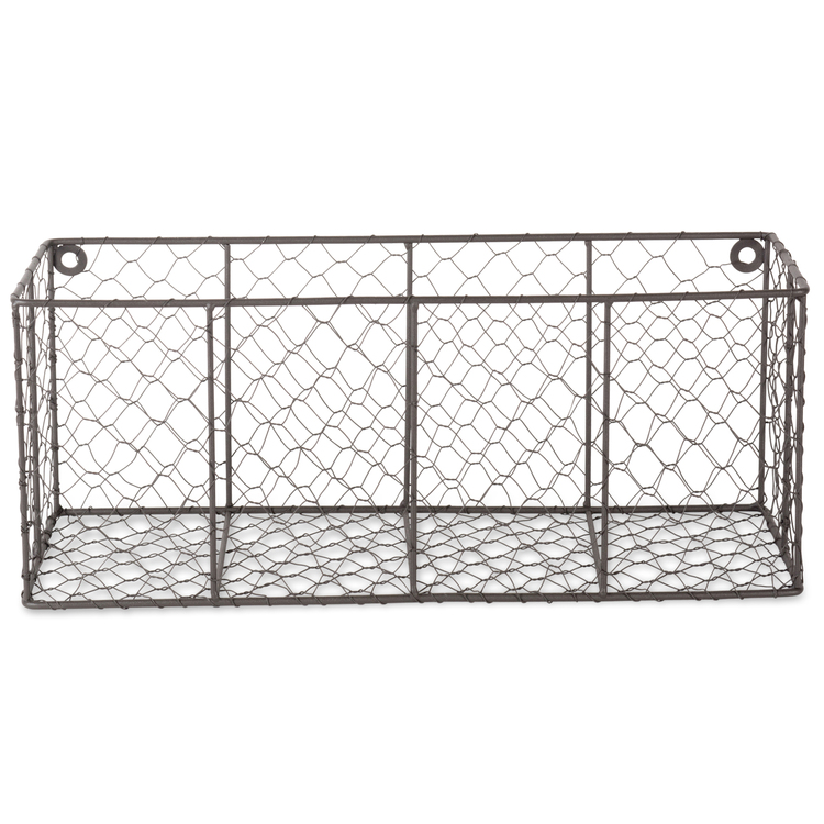 Vintage Wire Wall Baskets Set of 2 Large Rectangular Grey Industrial Style - Design Imports - Image 7