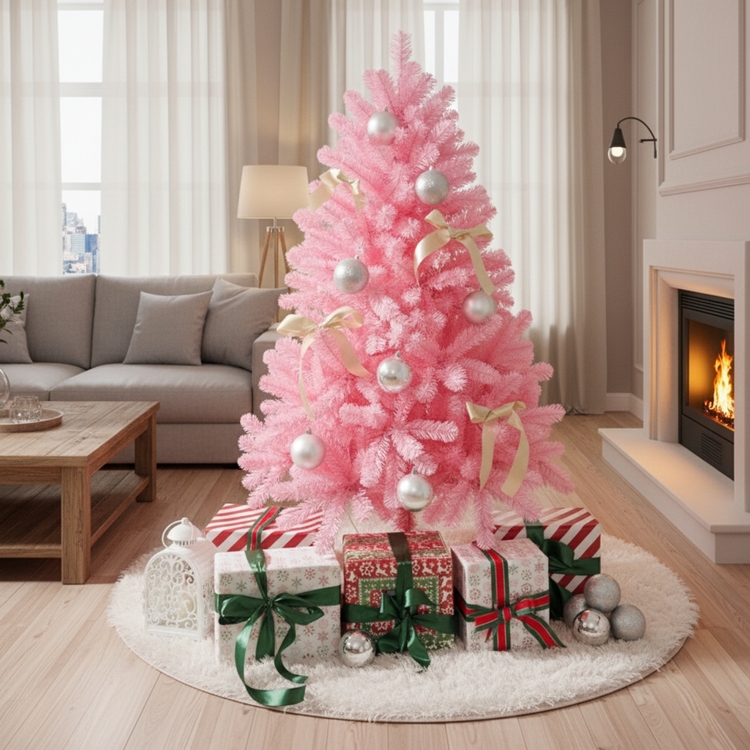 Martina Pink Christmas Tree Prelit, Realistic Artificial Christmas Tree with Lights by Naomi Home image - 1