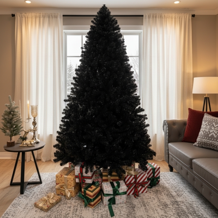 Dakota Black Christmas Tree Prelit, Realistic Dusky Artificial Christmas Tree with Lights by Naomi Home image - 1