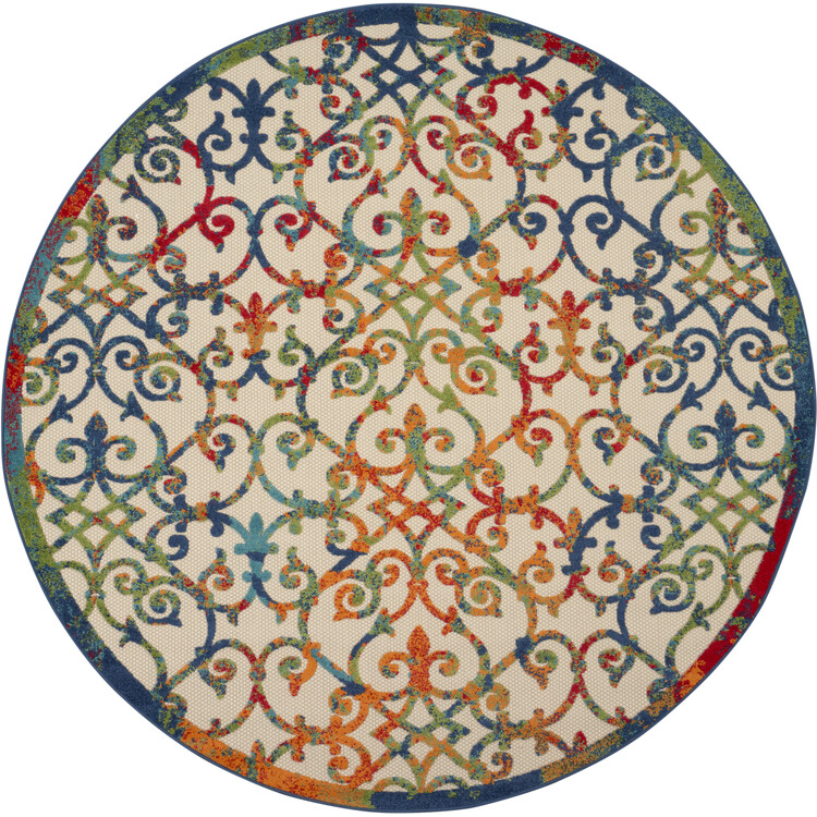Nourison Aloha 7'10" x Round Multicolor Contemporary Rug image - 1