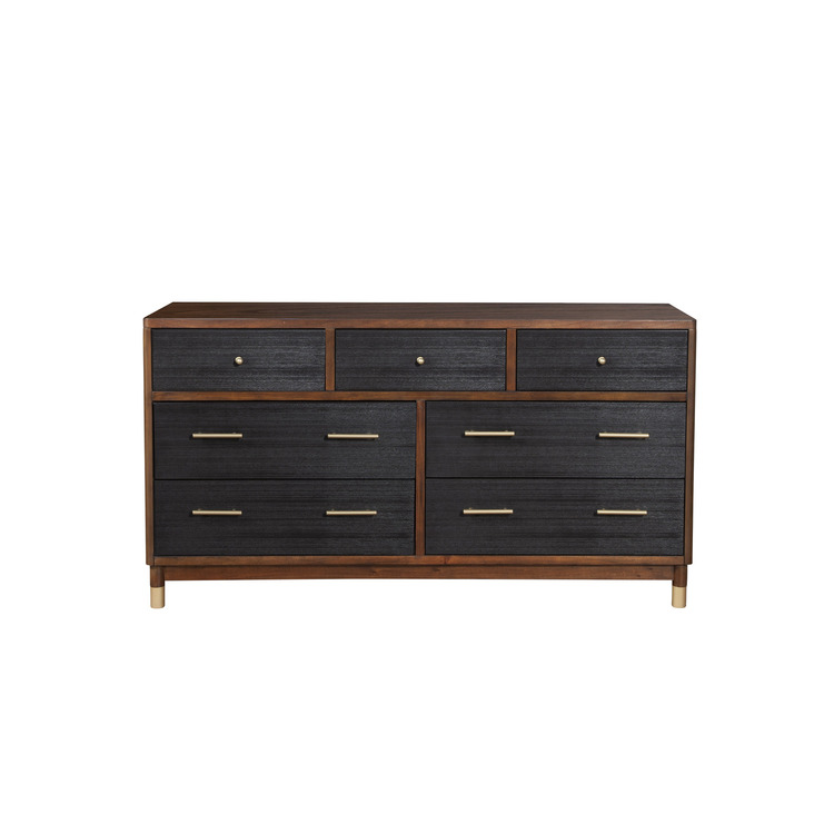 Dark Walnut & Black 7 Drawer Dresser Furniture - Alpine Furniture image - 1