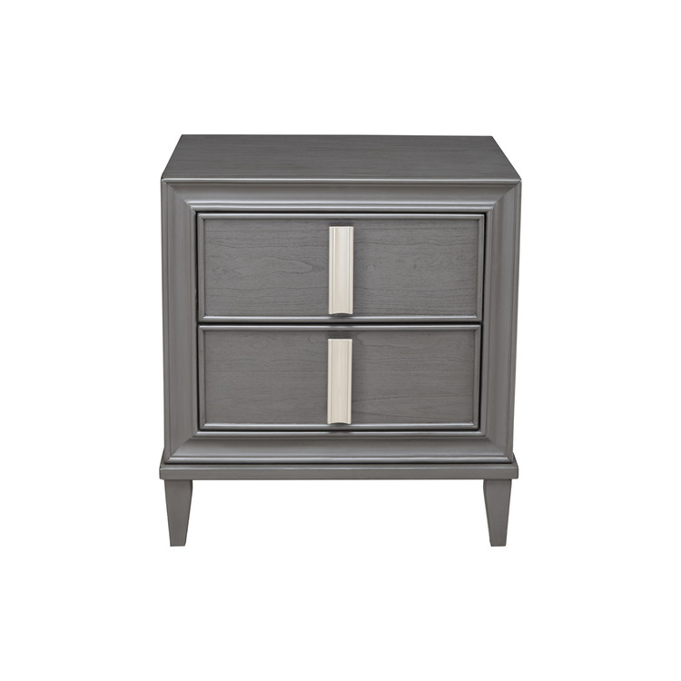 Alpine Furniture Lorraine 2 Drawer Nightstand, Dark Grey image - 1