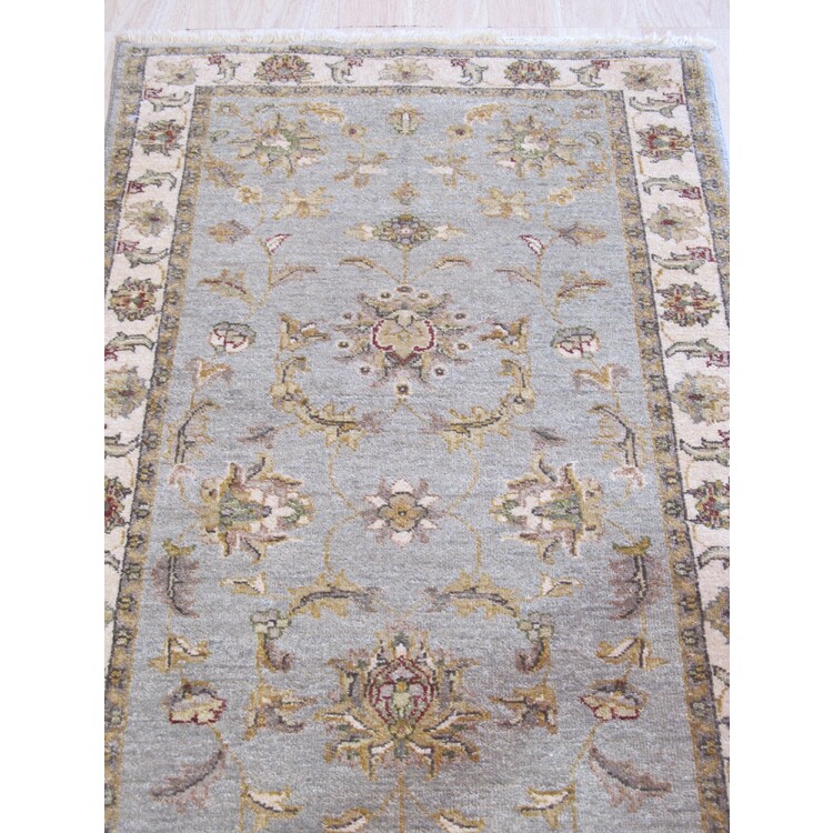EORC Gray Hand Knotted Wool Traditional Agra Rug, 2' 7 x 7'11 image - 1