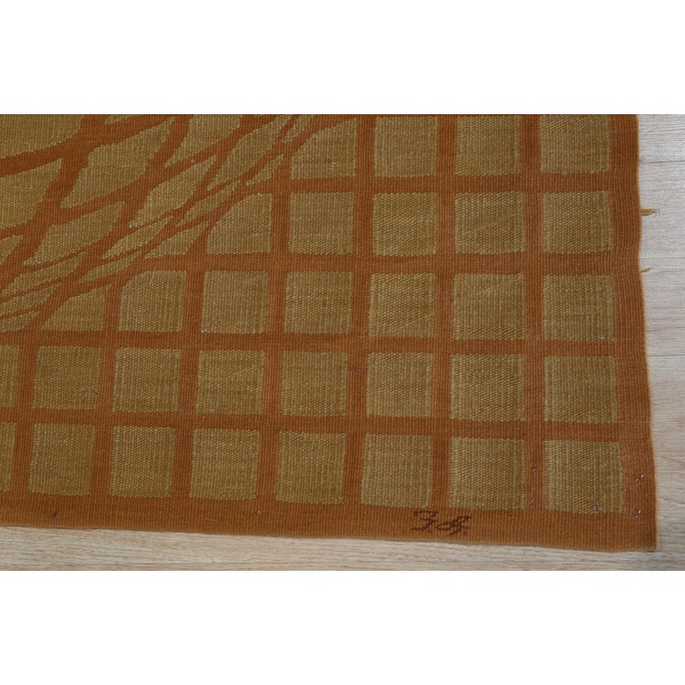 EORC Beige Handwoven Wool Contemporary Modern Flat Weave Rug, 6' x 8' image - 1