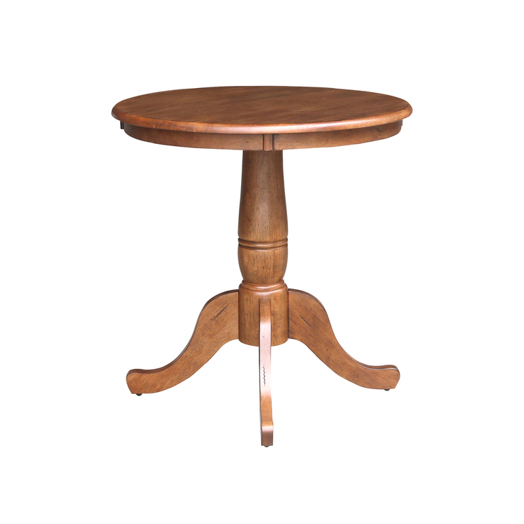 International Concepts 30" Round Top Pedestal Table with 2 Emily Counter Height Stools - 3 Piece Set image - 1