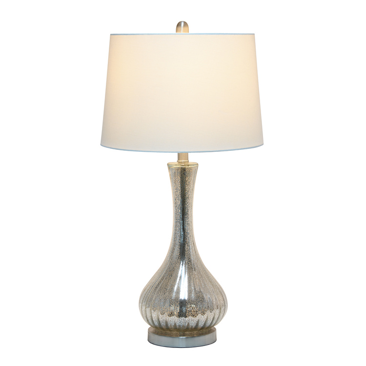 Lalia Home Speckled Mercury Tear Drop Table Lamp with White Fabric Shade image - 1