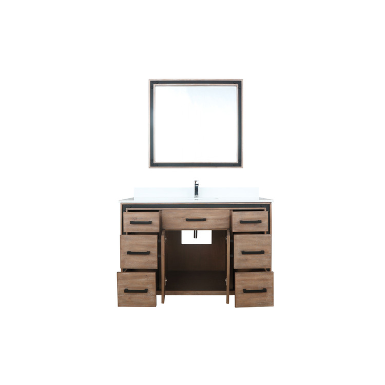 Lexora Ziva 48 in W x 22 in D Rustic Barnwood Bath Vanity, Cultured Marble Top, Faucet Set and 34 in Mirror image - 1