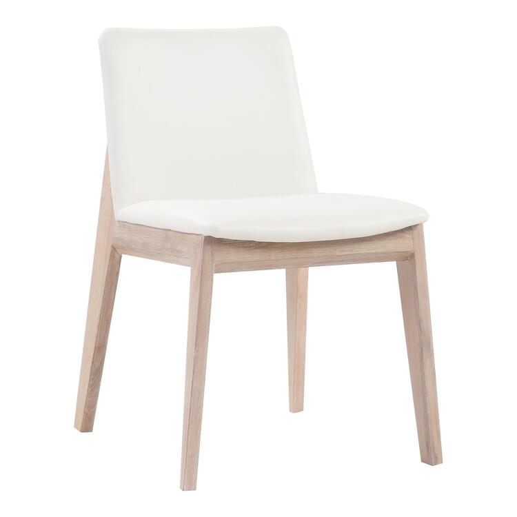 Moe's Home Collection Deco Oak Dining Chair White Pvc-Set Of Two image - 1