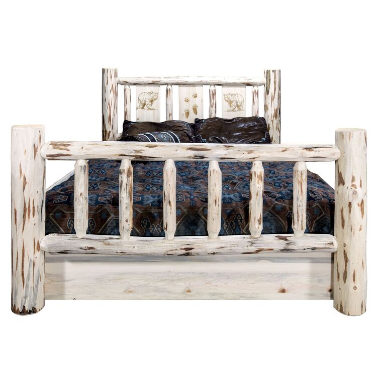 Montana Collection King Storage Bed w/ Laser Engraved Elk Design, Ready to Finish image - 1