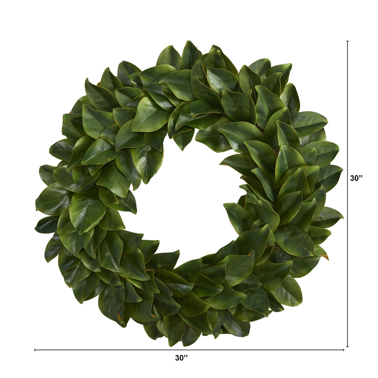Nearly Natural 30in. Magnolia Artificial Wreath image - 1
