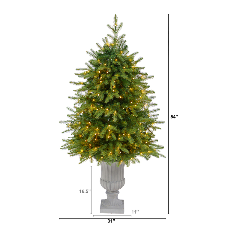 Nearly Natural 4.5ft. Vancouver Fir Look Artificial Christmas Tree with 250 Clear LED Lights and 814 Bendable Branches in Decorative Planter - Image 7