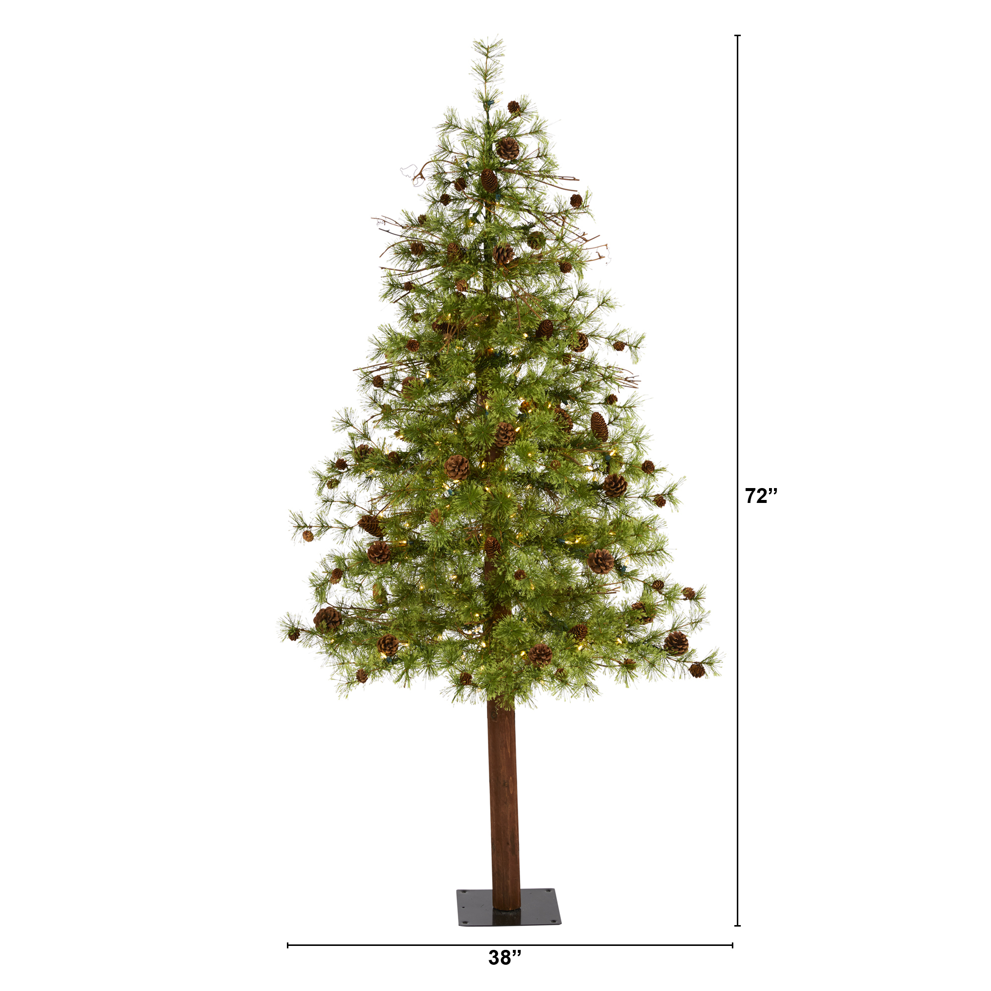 Nearly Natural 6ft. Wyoming Alpine Artificial Christmas Tree with 150 Clear (Multifunction) LED Lights and Pine Cones on Trunk - Image 8