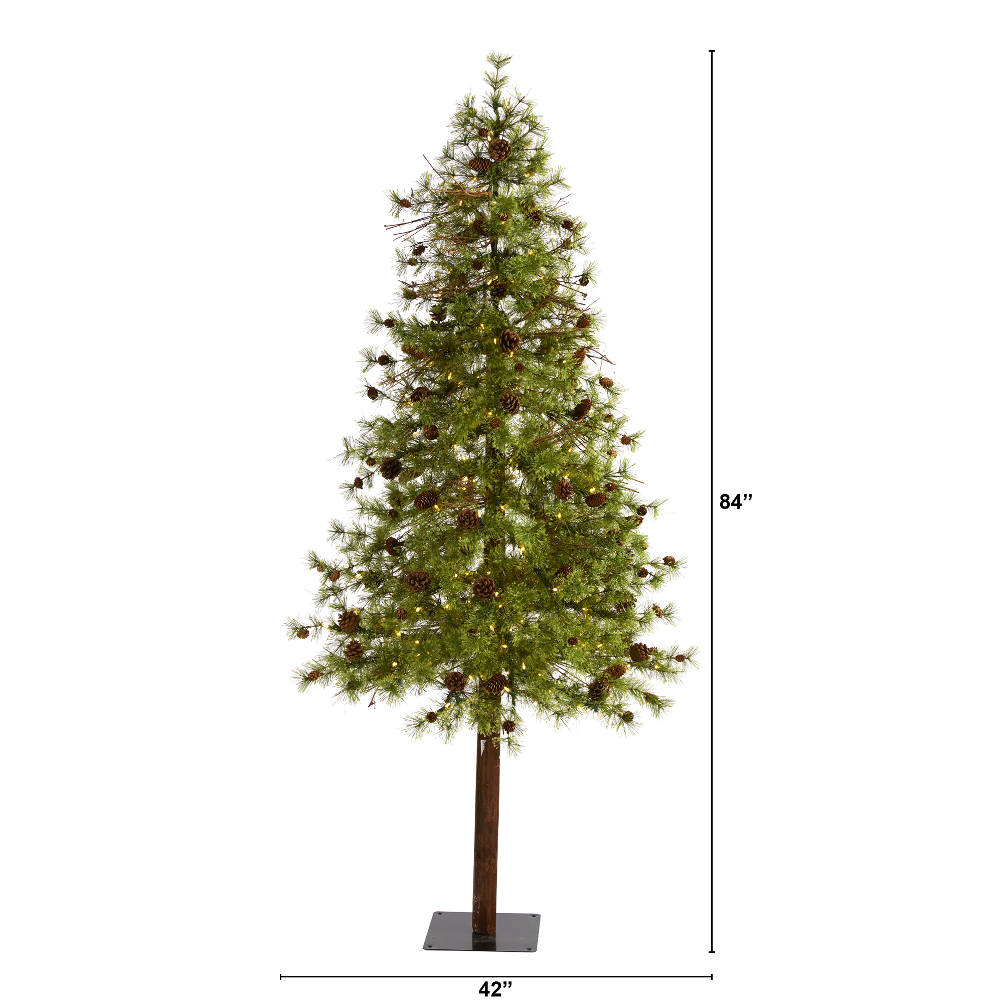Nearly Natural 7ft. Wyoming Alpine Artificial Christmas Tree with 200 Clear (Multifunction) LED Lights and Pine Cones on Trunk - Image 9